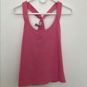 Pink Backless Tank Top With Shelf Bra